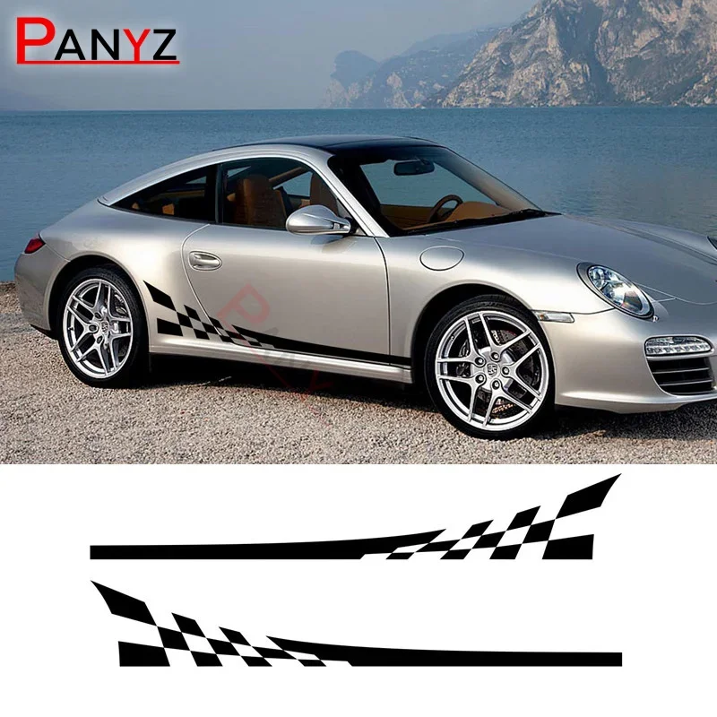 

Боковые полосы двери автомобиля для Porsche 911 979, внешние аксессуары, гоночный флаг, графическая наклейка, декор кузова, виниловые наклейки