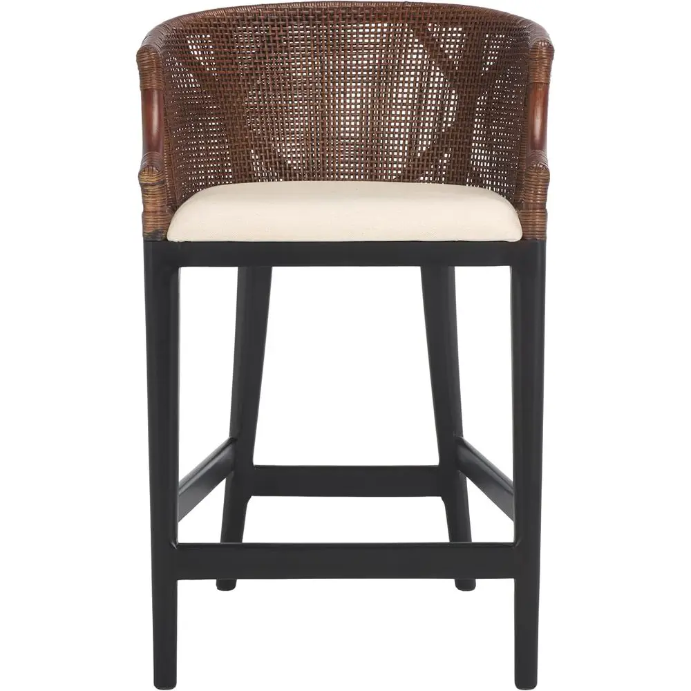 

24-inch Tropical Cushion Counter Stool in Brown/Black/White - Fully Assembled