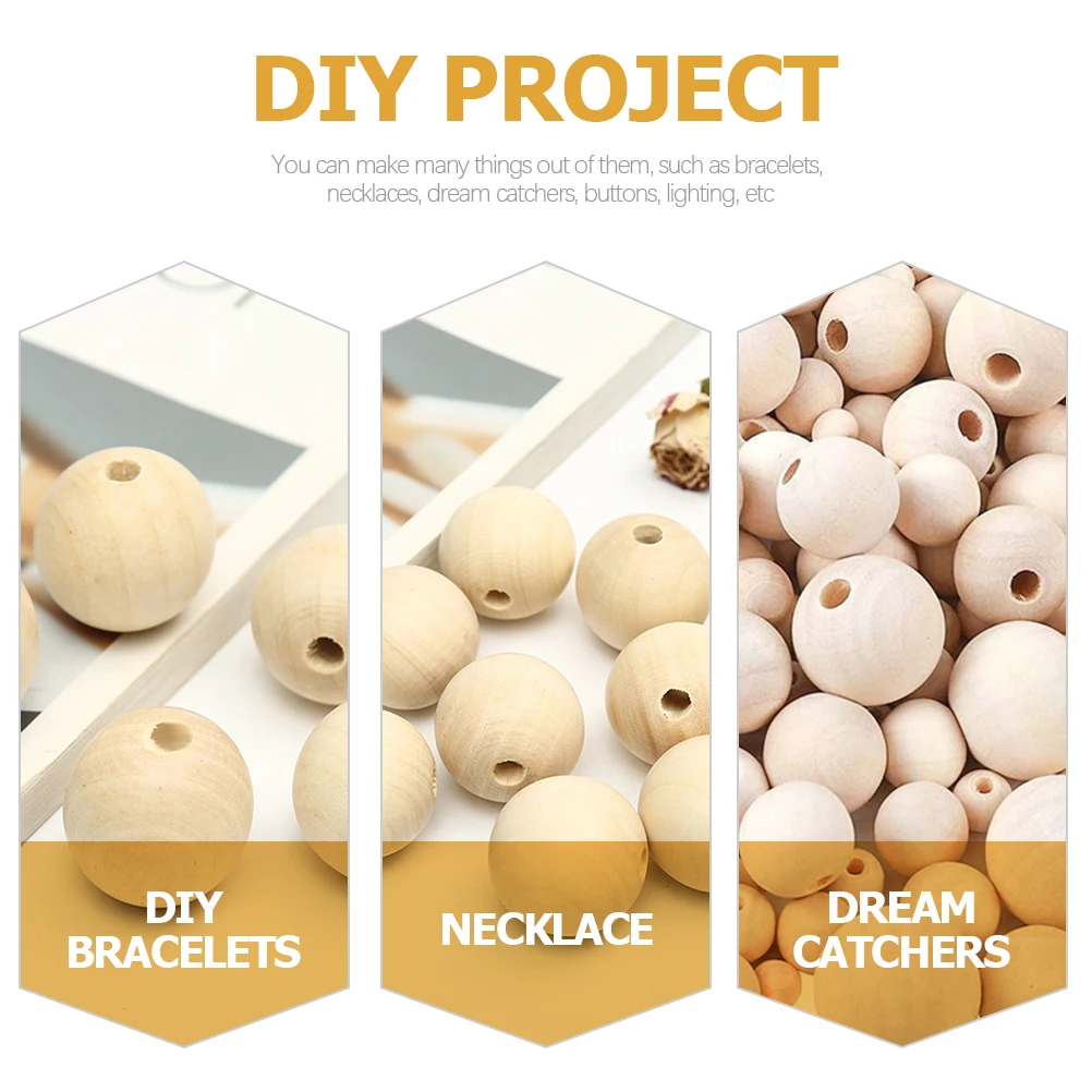 1 set Wooden For Diy Jewelry Bracelet Necklace Garland Crafts Supplies Large Round Loose Beads Diy Craft Charms Wood Beads For