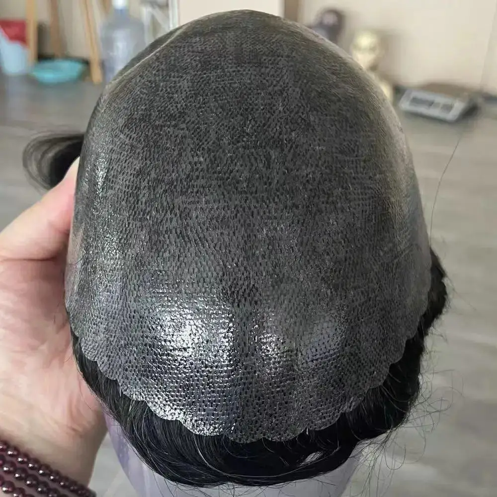 5 "شعر الإنسان الرجال الشعر المستعار طويل الأمد 0.1-0.12 مللي متر رقيقة الجلد تساقط الشعر الذكور الباروكات السلس قاعدة السيليكون الناعمة # 2 1ب20 # أسود بني رمادي #5
