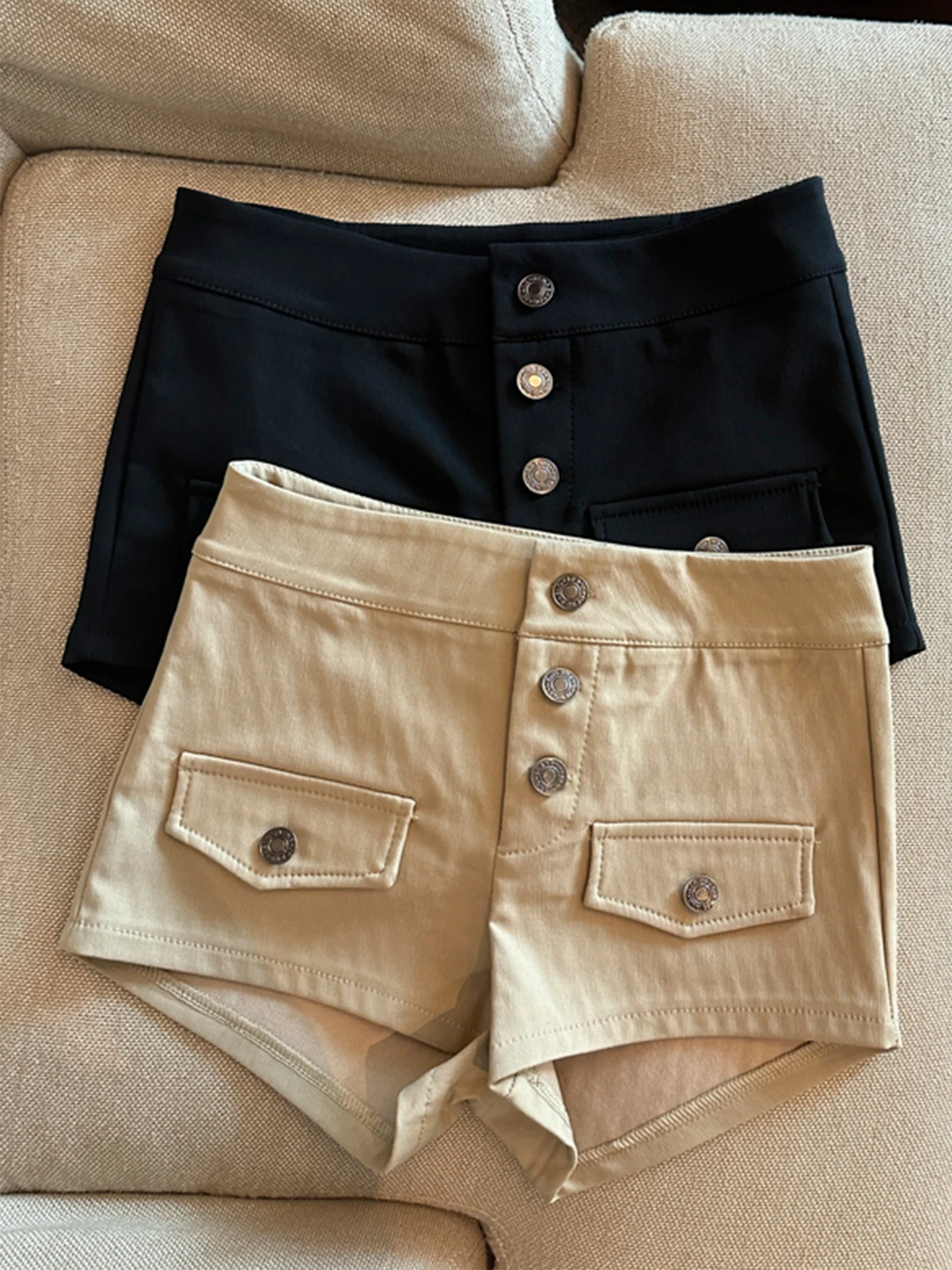 

Широкие брюки с высокой талией Emily Clud для женщин: весенне-летние повседневные шорты с множеством пуговиц, утягивающие, модные