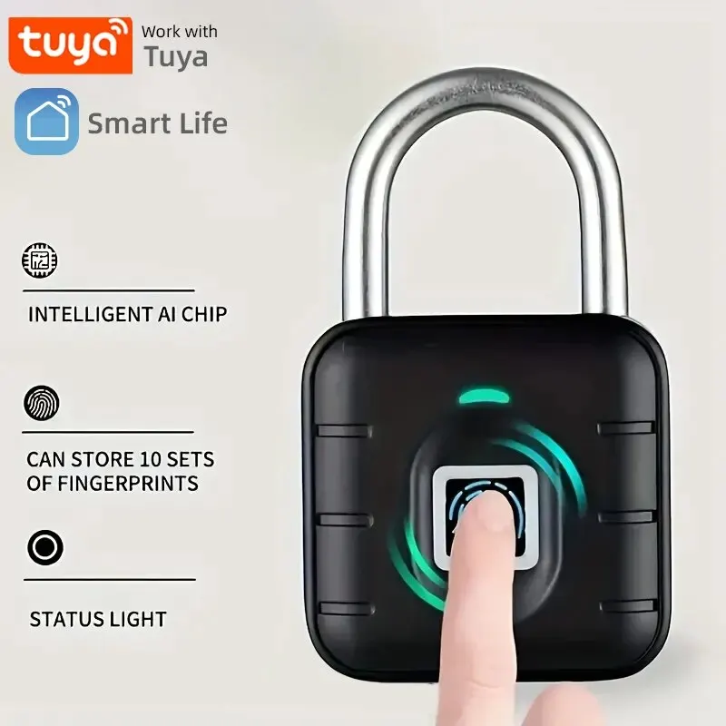 Kunci Tuya biometrik cerdas sidik jari, kunci pintu Tuya elektronik tanpa kunci, buka cepat, kode Digit, gembok, antiair IP67