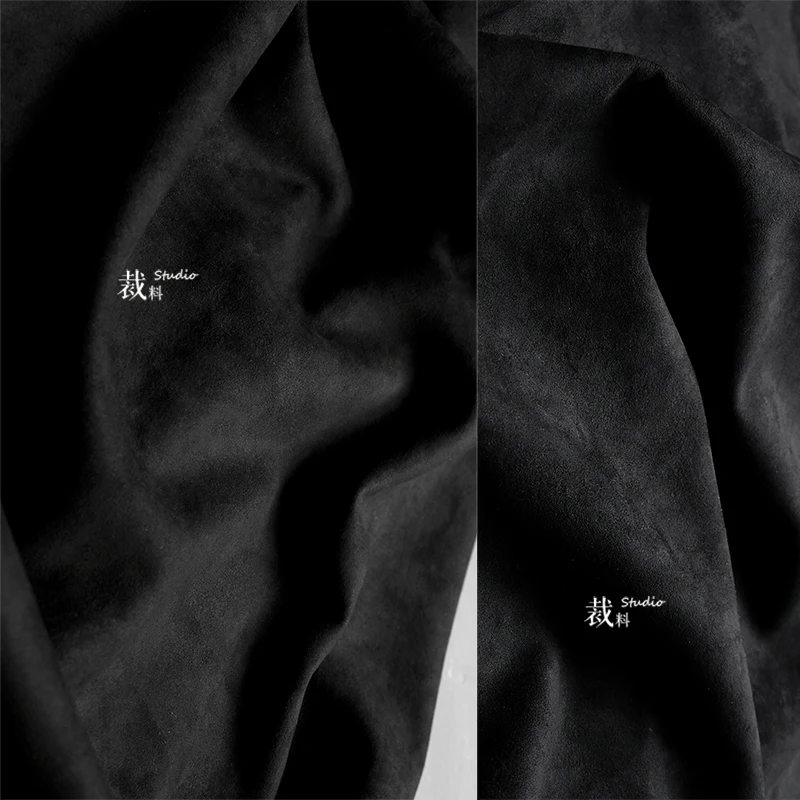 

Fabric width 155cmx50cm black suede soft abraded air layer thickened simple DIY sweater trench coat suit pants clothing simple