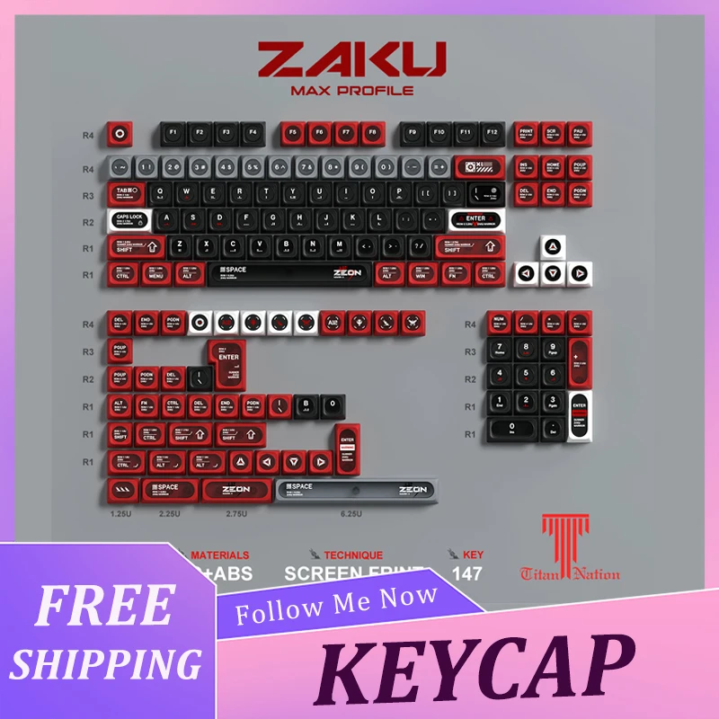 

Колпачок Titan Nation Zaku Zagu, максимальная высота 147, матовый ПК + Abs, прозрачный механический магнитный колпачок для ключей, подарки для геймеров на заказ