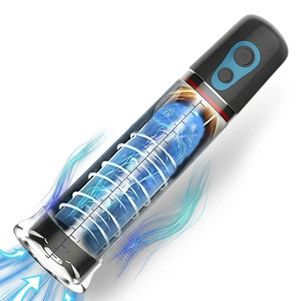 Men's Penis Pump Sex Toy Button-Operated Style Automatic Enlargement and Extension Pump for Men; Adult Male Insertive Sex Toy