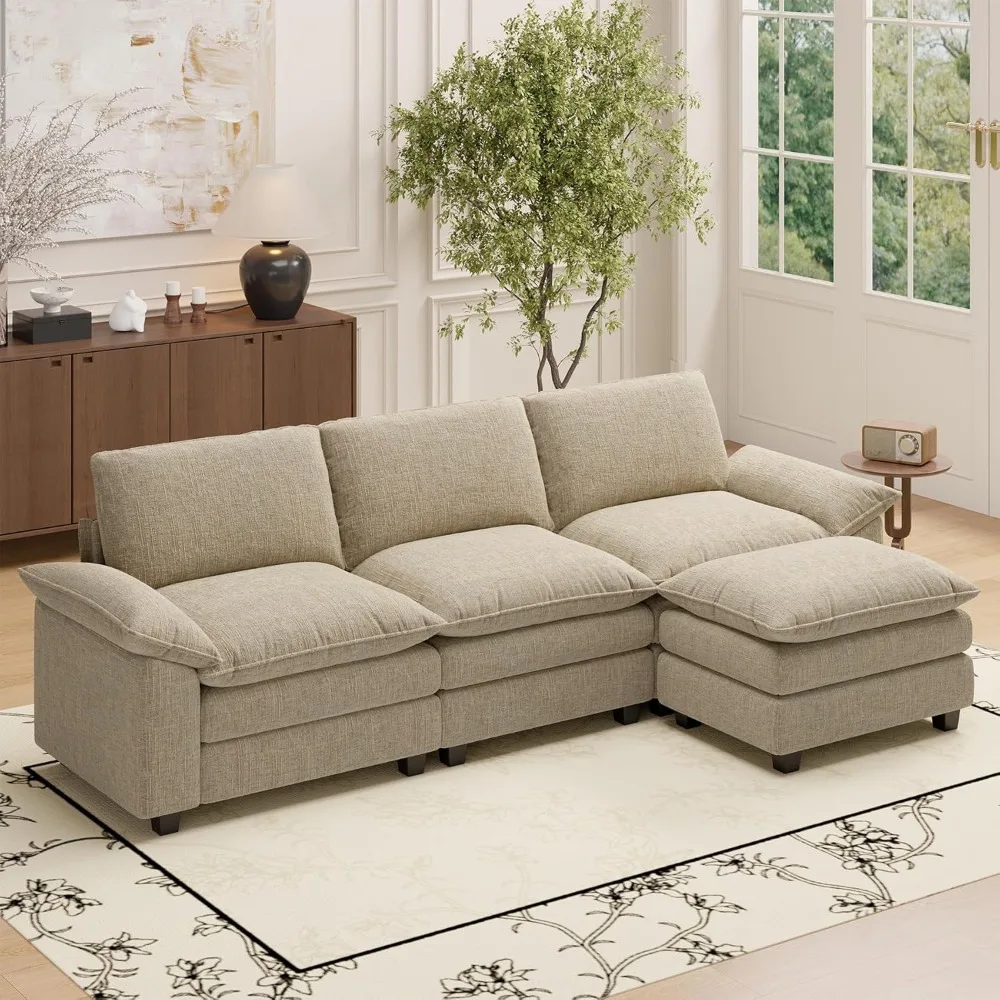 

Sectional Couch for Living Room, Modular Sofa with Ottoman, L Shaped Cloud Couches Set, Comfy Sofa Bed, Chenille Sofa, Home Furn