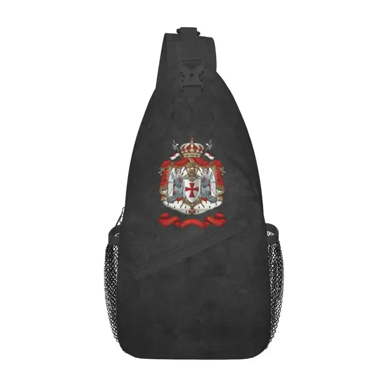 Knights Templar Flag Coat Of Arms Sling Bags Medieval Warrior Cross Shoulder Crossbody Chest Backpack Travel Hiking Daypack