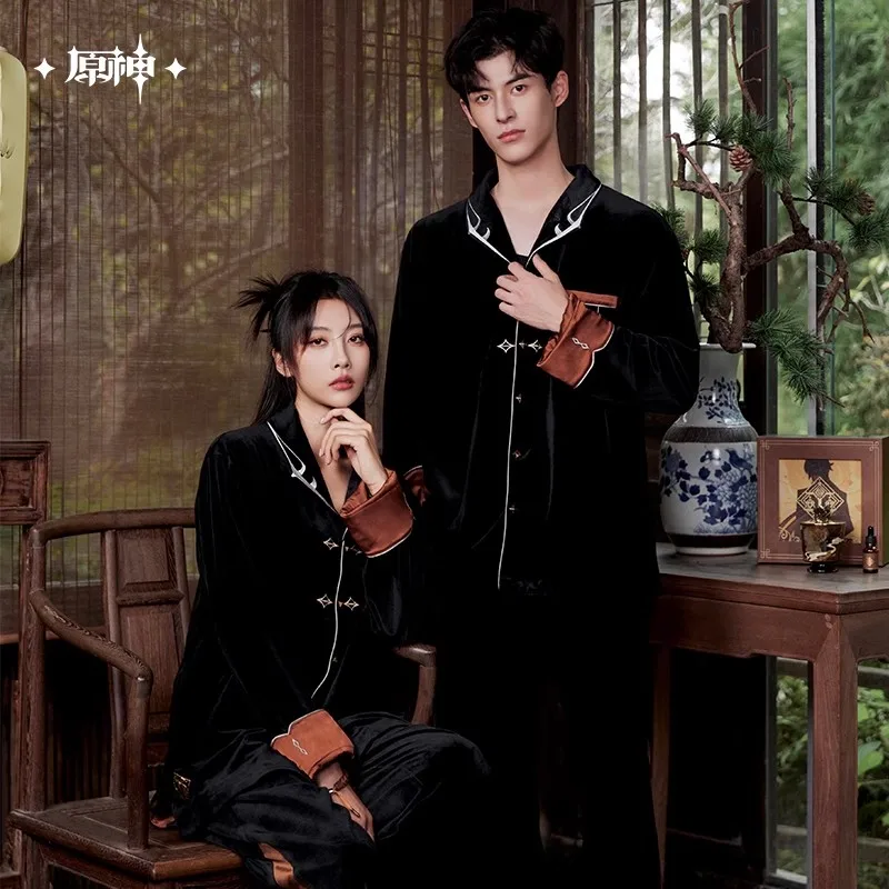 

Game Genshin Impact Official Genuine Product Zhongli Theme Velvet Pajama Set Accessory Halloween Christmas Costumes DIY 3D Gift