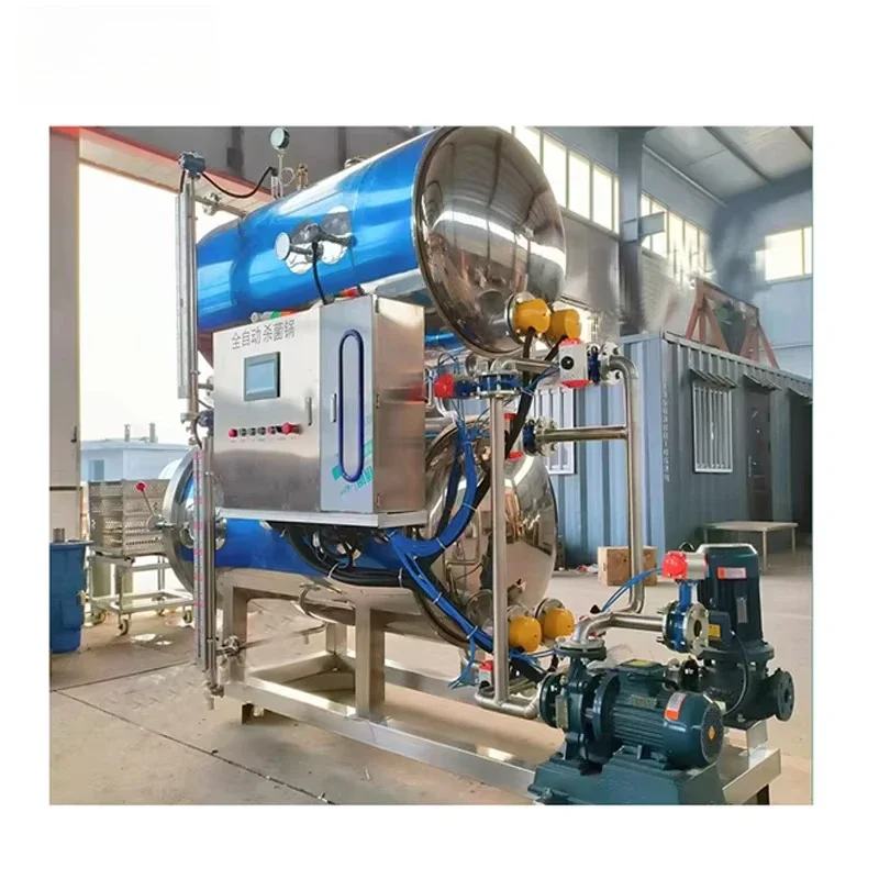 Food Sterilizer Retort Machine High Temperature Autoclave Water Spray for Glass Bottle Beverage Pet Food Canned Custom