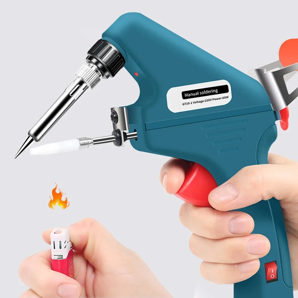 60W 480℃ Electronic Soldering Gun Repair Tool Set Endothermic Manual Soldering Iron Automatic Tin Feeder