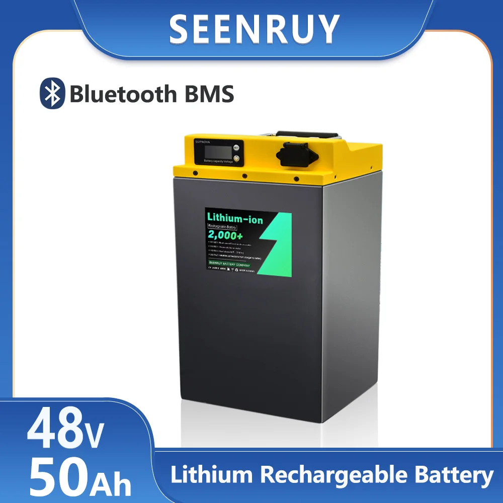 SEENRUY 48V 50AH Li ion Lithium Polymer Battery Pack Perfect For 4800W Electric Motorcycle with 10A Charger