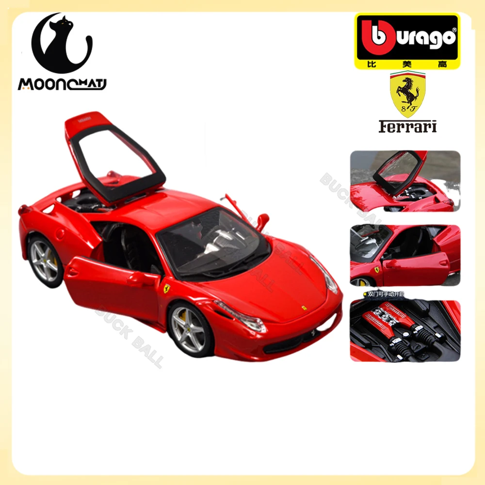 

1:24 Bburago Ferrari 458 Italia Car Model Porsche Model Car Baking Paint Electrostatic Painting PORSCHE Car Model Collection Toy