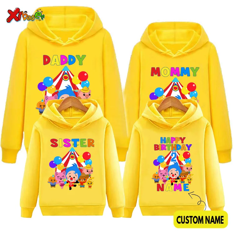 Family Matching Set Sweatshirt Hoodies Mommy Daddy Family Top Brother Sister Birthday Party Custom Name Clothing Grandma Grandpa