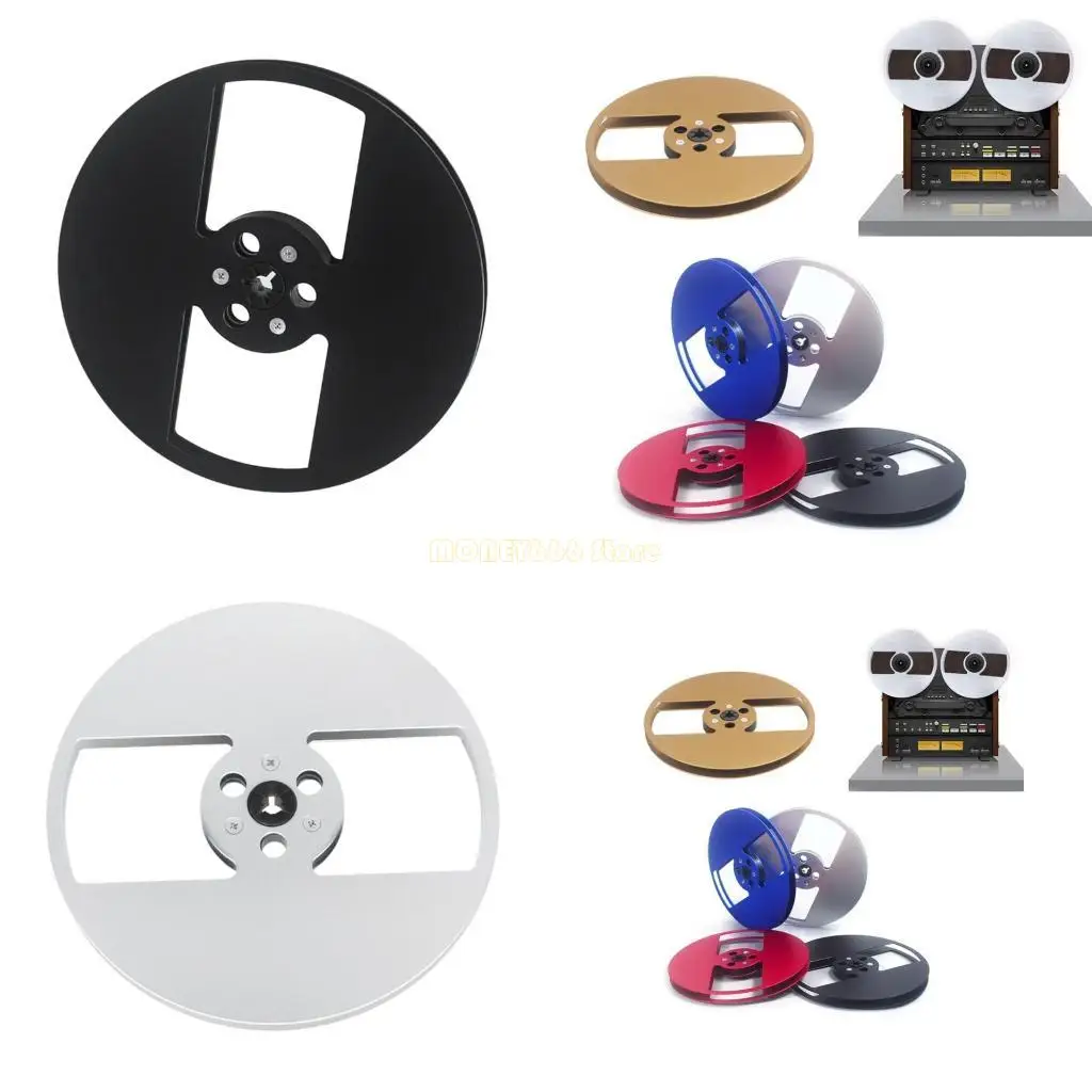 F62C Aluminium Takeup بكرة فتح آلة فتح 2 ثقب 1/4 7inch بكرة فارغة للبكرة إلى مسجلات الشريط بكرة