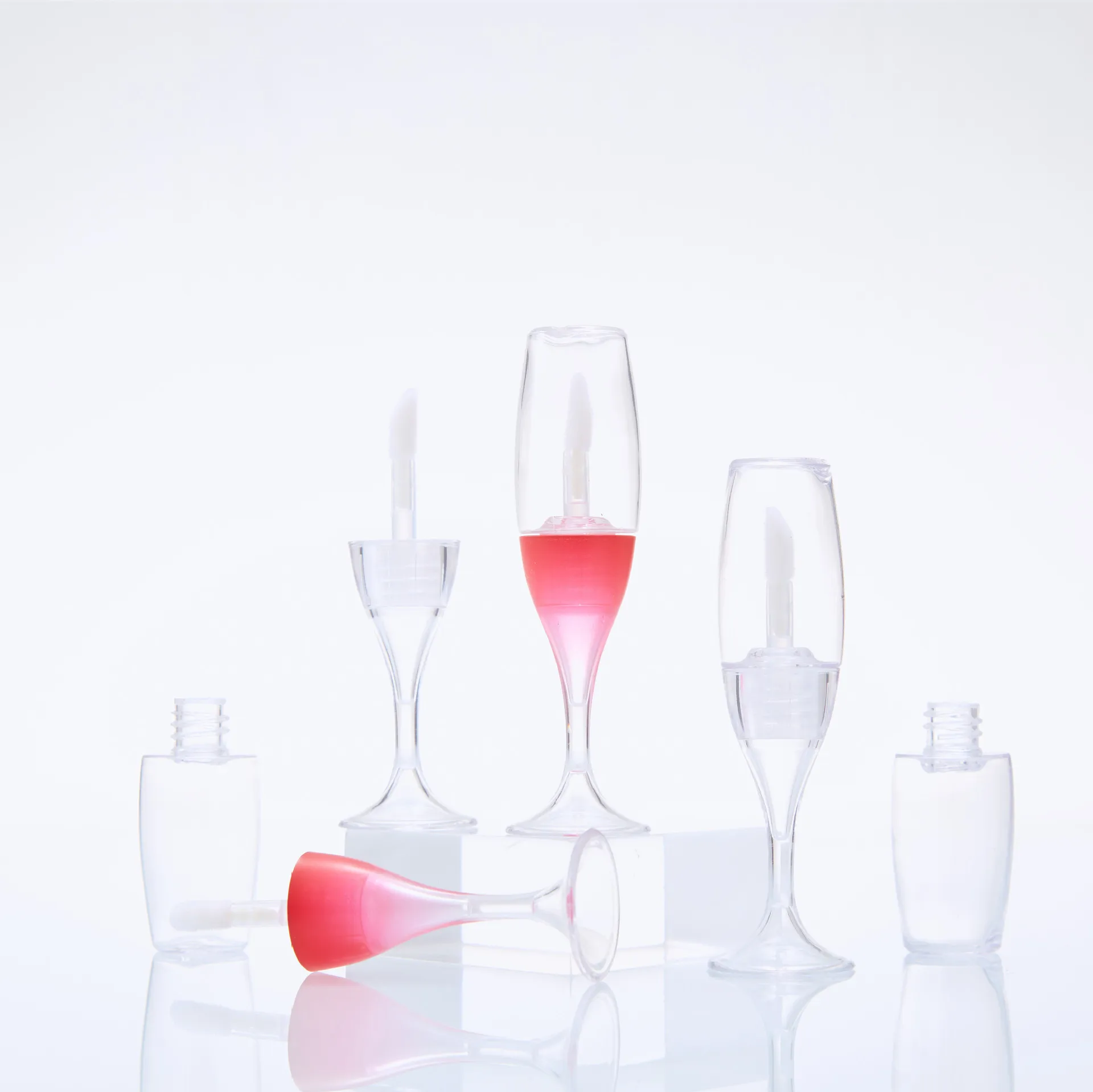 200Pcs 8ML Creative Mini Wine Glass Shaped Empty Lip Gloss Tube Mini Refillable Bottles Lip Glaze Container Sample Vials