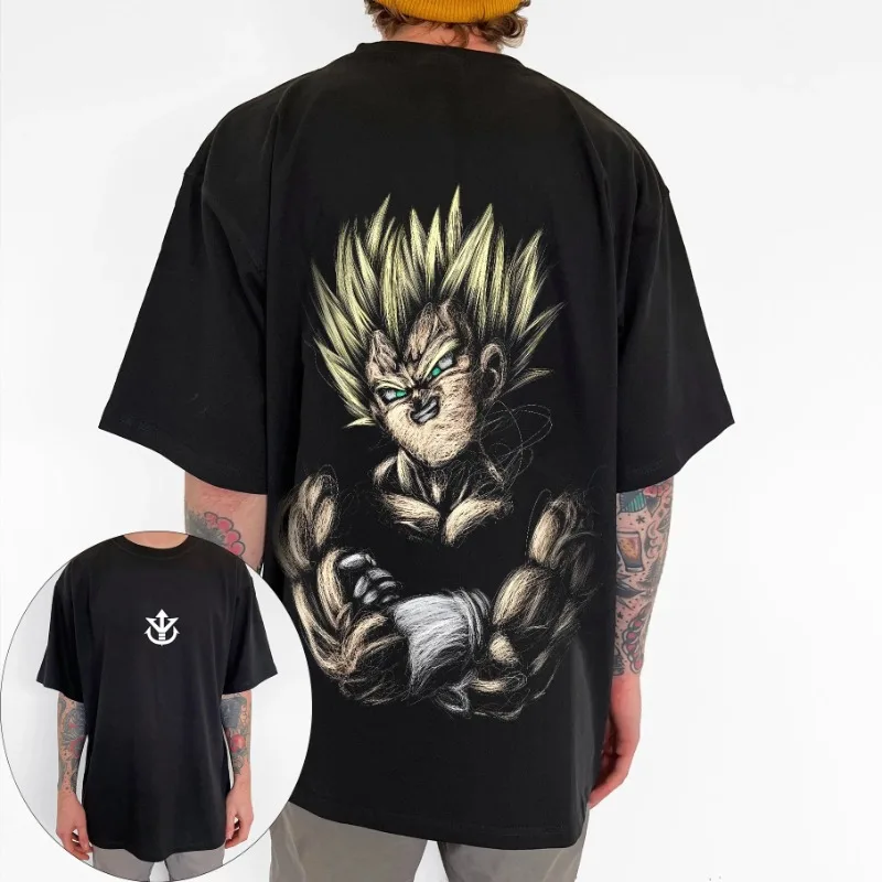 

Dragon Ball Men's T-Shirt Vegeta Japanese Anime Summer Boy Children's Short Sleeve Personality Crew Neck Parent-Child Wear
