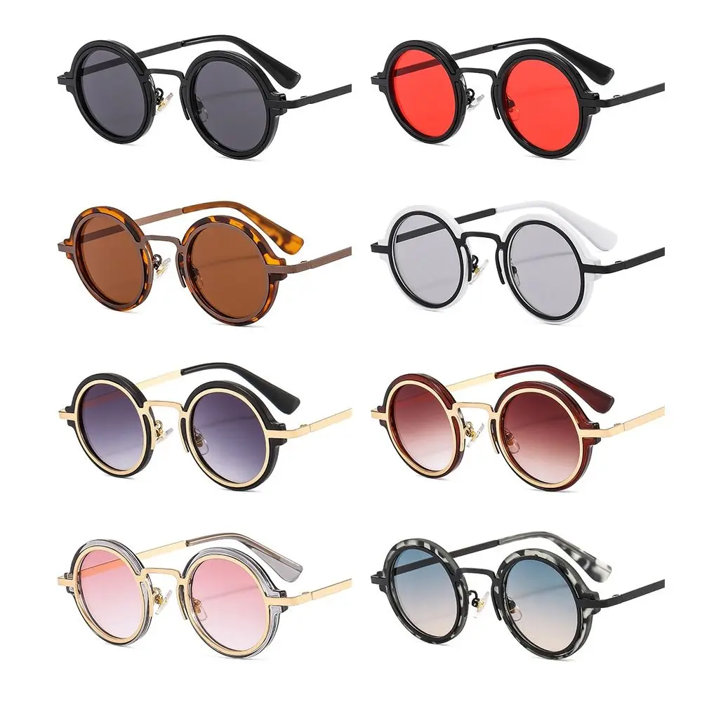 Round Frame Punk Style Sunglasses Hip-Hop UV Protection Metal and PC Hybrid Frame Sun Glasses Street Shooting Eyewear