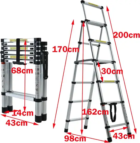 5+6 सीढ़ियों वाली सीढ़ी, टेलिस्कोपिक सीढ़ी, बहुउद्देश्यीय फोल्डिंग एल्युमीनियम टेलिस्कोपिंग सीढ़ी, एक्सटेंडेबल पोर्टेबल सीढ़ी 10 best sales सीढ़ियाँ - №6