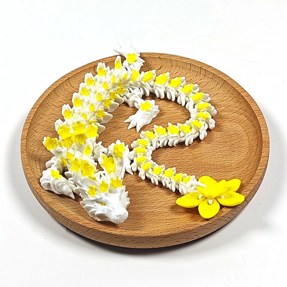 New Rotatable Articulated Dragon 3D Printed Cherry Blossom Dragon Crystal Dragon Fidget Home Office Decor