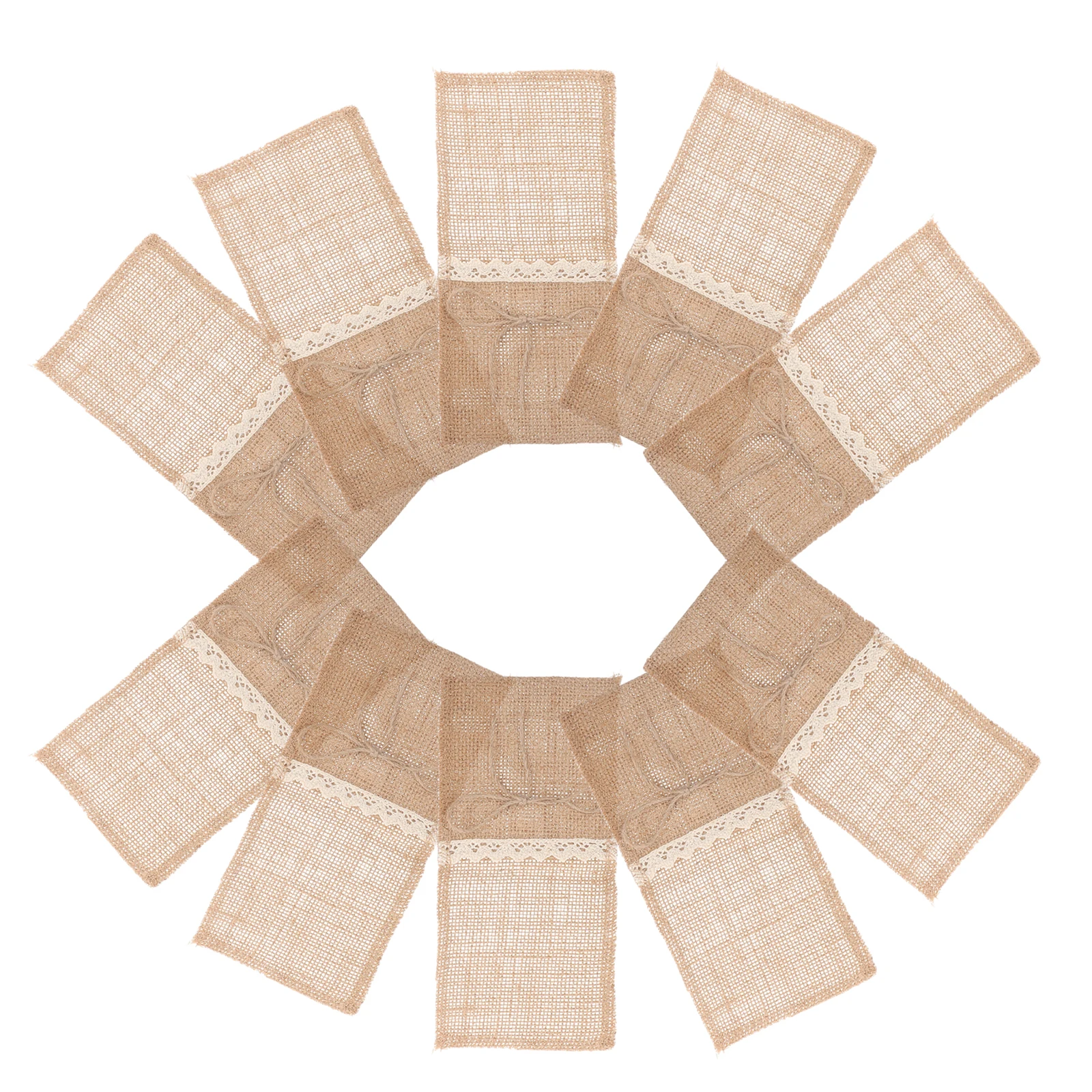 10 قطعة جيوب أدوات المائدة الدانتيل الخيش أصحاب أدوات المائدة للسكاكين الشوك ملاعق حفل زفاف الديكور كيس التخزين المطبخ #2