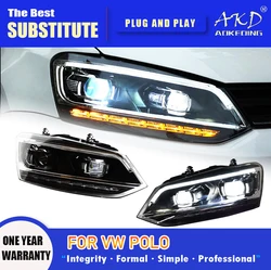 AKD Head Lamp for VW Polo LED Headlight 2011-2018 Headlights POLO DRL Turn Signal High Beam Angel Eye Projector Lens