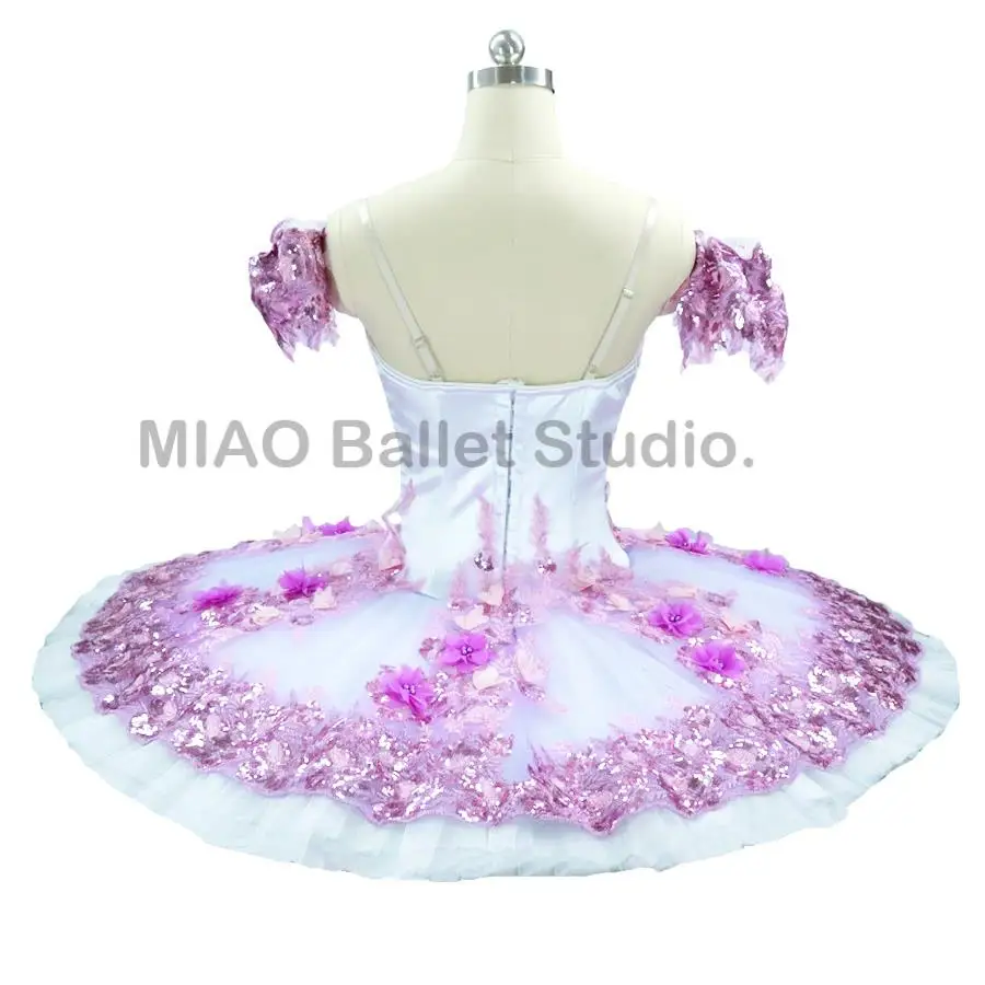 Tutu di danza classica rosa Tutu fiore fata bambola Performance ragazze YAGP classico Pancake Tutu costume lilla 11 strati 001C