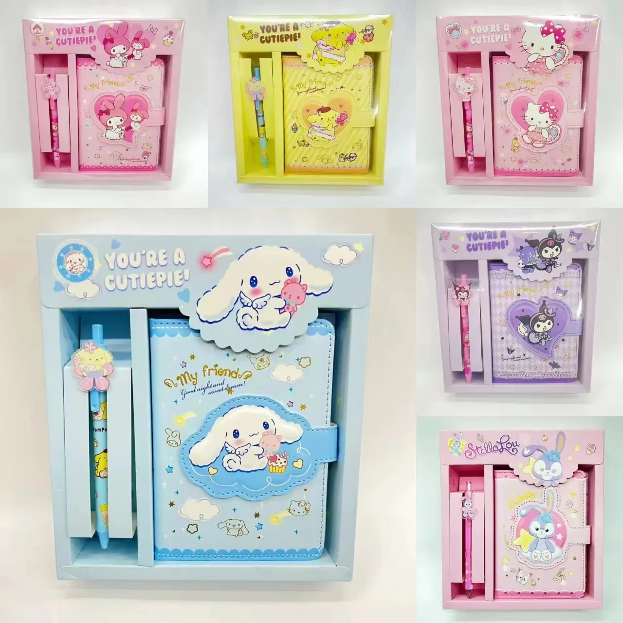 Sanrio Cute  Mymelody Kuromi Cinnamoroll pen gift box set notepad office laptop agenda planner notebook kids Stationery gift