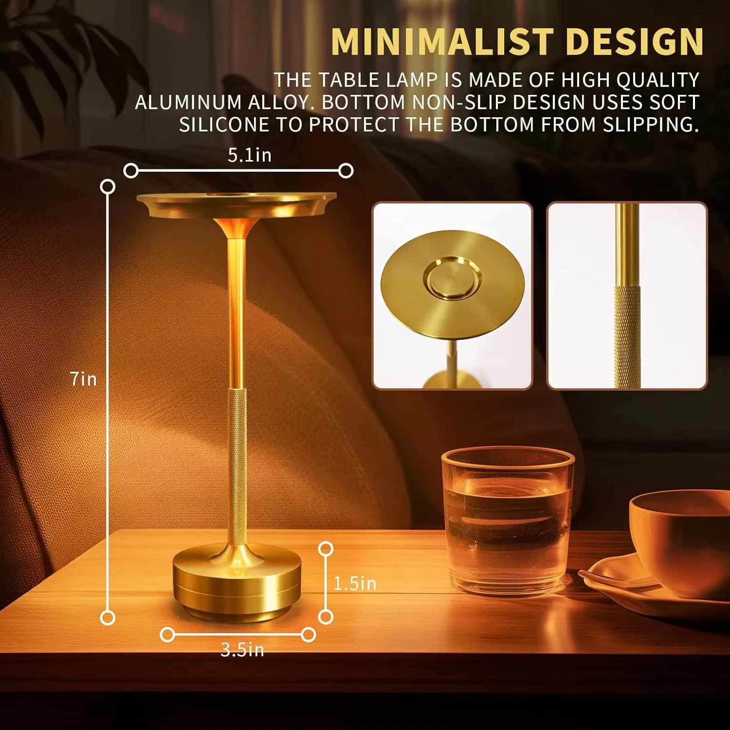 Classic Retro Wireless Touch Table Lamp Portable Rechargeable Infinitely Dimmable Decorative Desk Lamp for Atmosphere Lighting