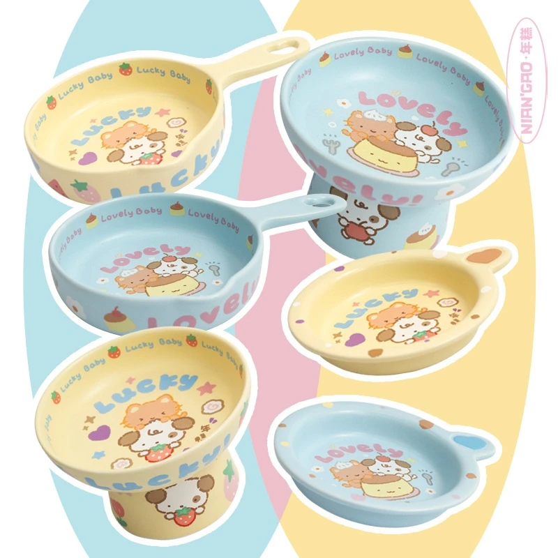 

Керамическая приподнятая миска для домашних животных с ручкой, нескользящая посуда для кормления кошек, маленьких собак и животных