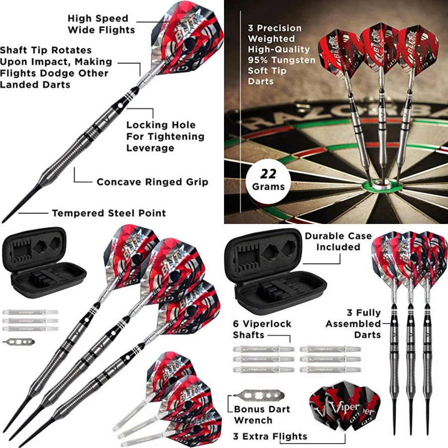 

Viper Blitz 95 Tungsten Steel Tip Darts with Storage/Travel Case