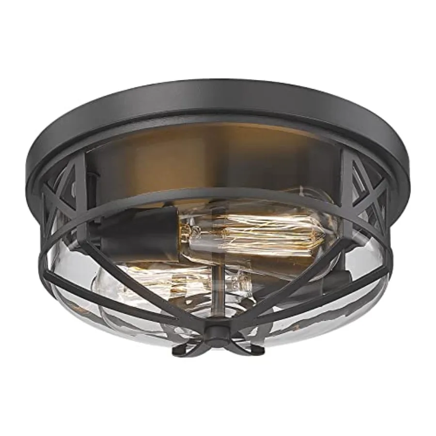Flush Mount Ceiling Light Fixtures Ceiling with Clear Glass Shade, Indoor Outdoor Ceiling Light for Hallway Entryway Bedroom Po