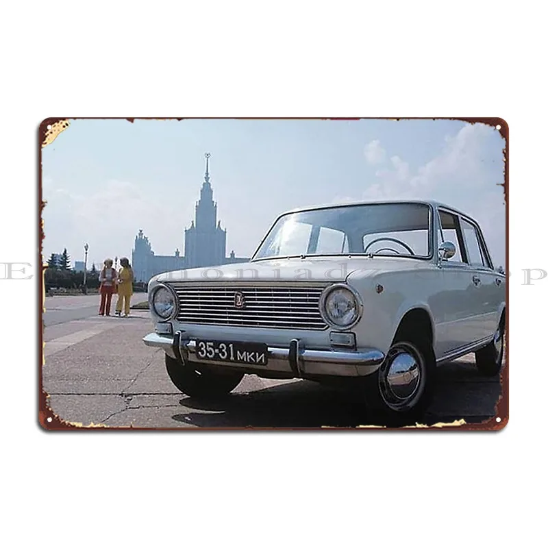 Vaz 2101 Zhiguli Soviet Car Metal Sign Cinema Printed Decoration Cinema Classic Tin Sign Poster