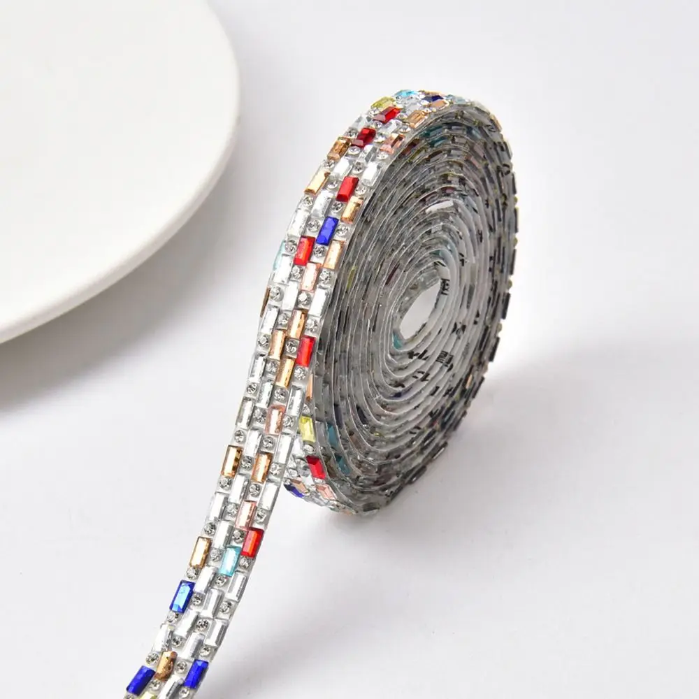Accessories Colorful Arts Crafts Trim Tape Garment Shoes Bags Glitter Self-Adhesive Rhinestone Rhinestone Tape Diamond Ribbon