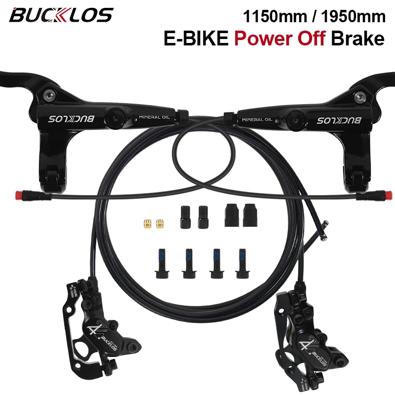 BUCKLOS 4-Pistons E-Bike Brake Power Off Electric Scooter Hydraulic Disc Brake 1150mm 1950mm MTB Bicycle Hydraulic Brake Parts