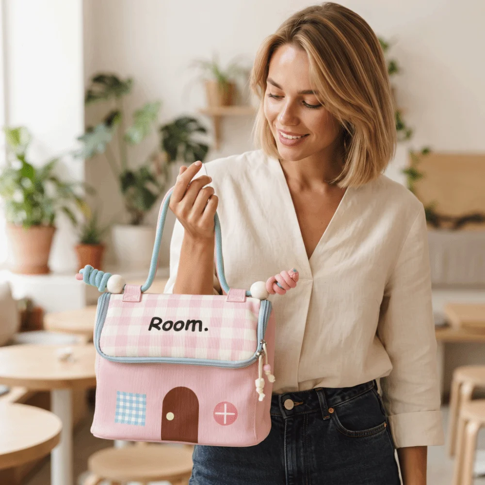 Large Capacity Makeup Bag Waterproof House Shape Portable Toiletry Organizer Portable Cute Storage Bag Outdoor Use