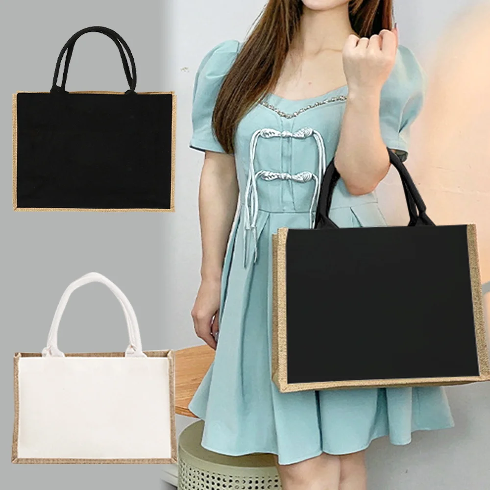 Jute Bag Handbag Linen Shoulder Bags Sacks Jute Imitation Sacks Linen Bags Women Shopping Bags Laminated Bags Cute Anime Teeth