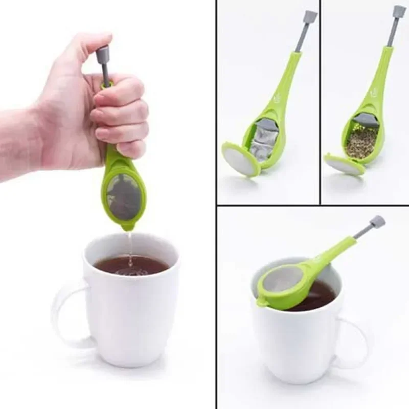 Infusor de té con émbolo integrado, bolsa de té reutilizable de sabor intenso saludable, colador de plástico para té y café, medida de remolino, agitador y prensa