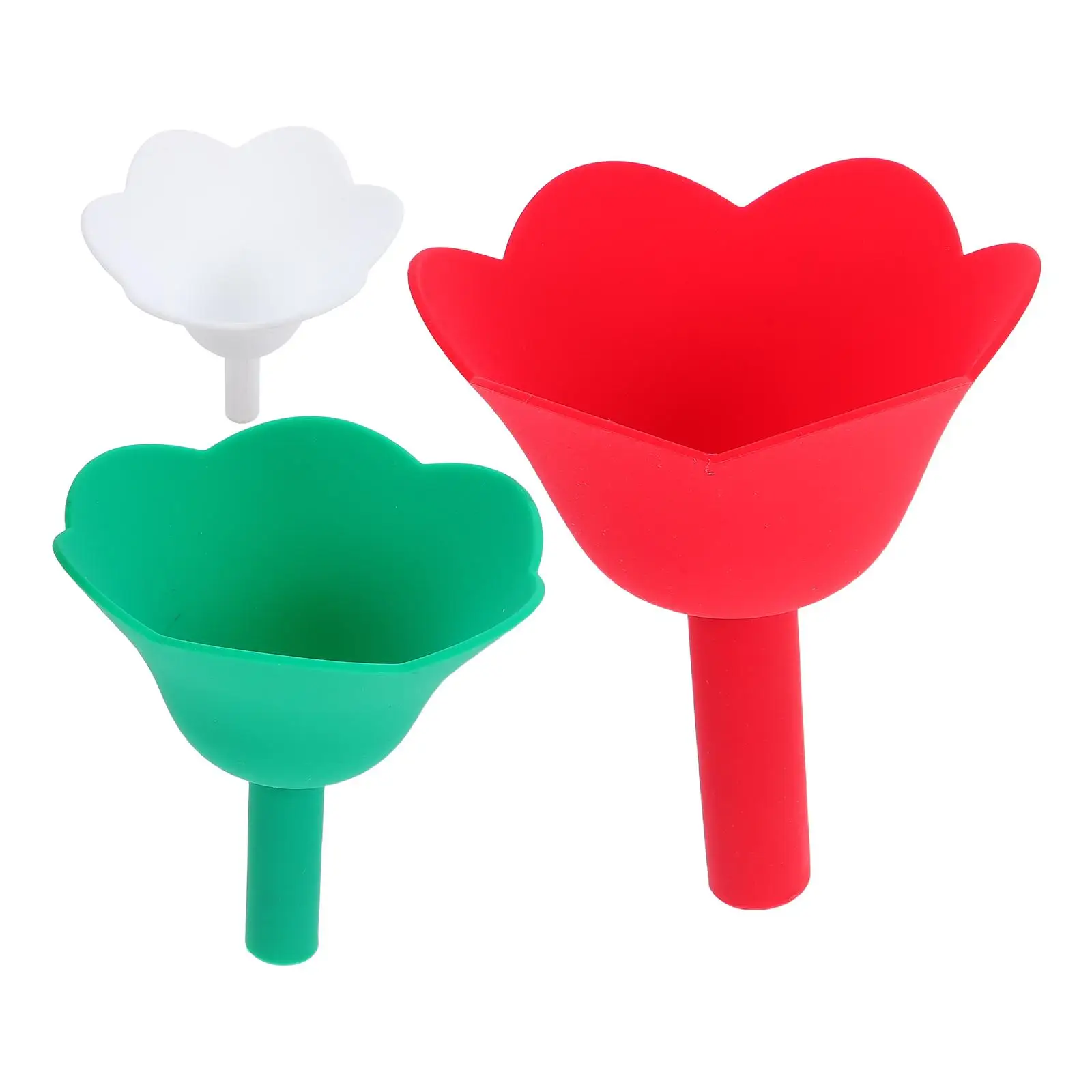 3 Pcs Oil Funnel Silicone Flower Shape Kitchen Tool for Liquid Transfer Spillproof Grade