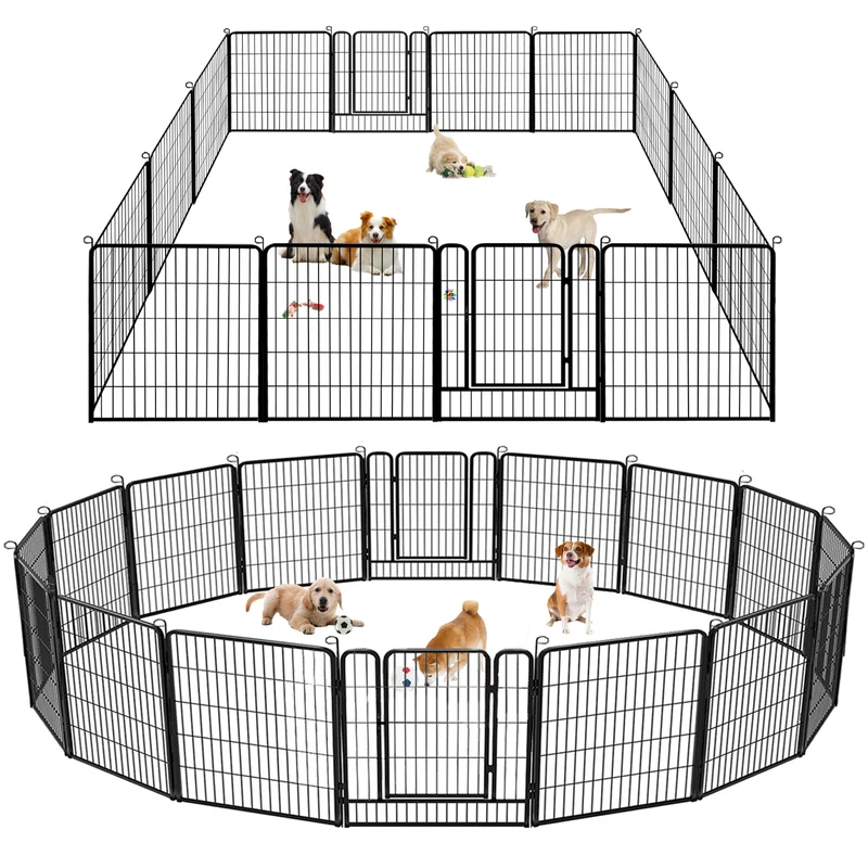 

Dog Playpen Pet Dog Fence Outdoor Dog Fence Metal 32 inch Pet Playpen 20 Panels Exercise Pet Puppy Playpen for RV Camping Yard