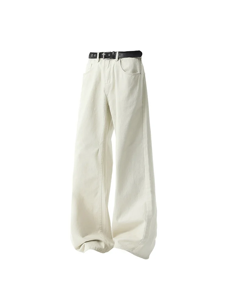 

Summer Light Beige Men's Casual Pants Trendy Brand Loose Straight Leg Breathable High Waist Long Trousers for Teenagers