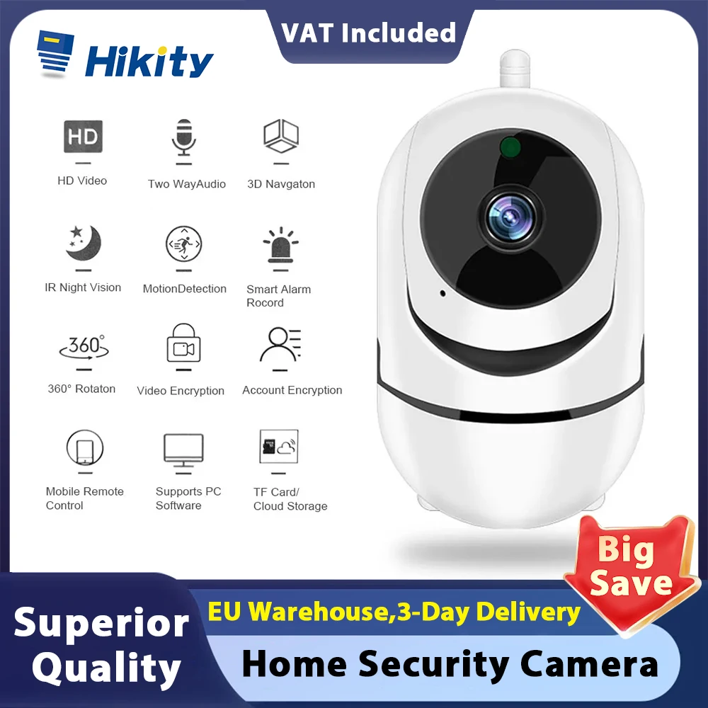 Hikity HD 720P IP Camera Wireless Home Security Camera 360° WI-FI Cloud Camera Two Way Audio Night Vision CCTV Camera Smart Home