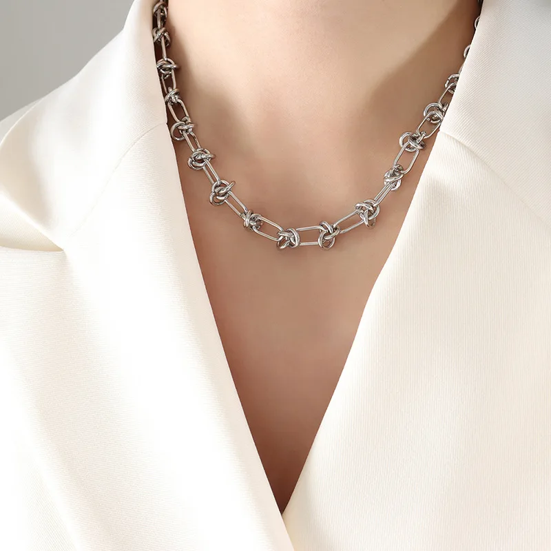 Trendy Bold Knot Thorn Link Chain Choker 316L Stainless Steel Niche Creative Design Party Gift Fashion Jewelry for Men Womoen