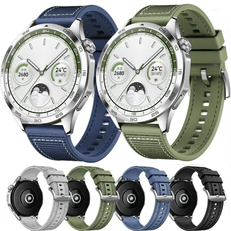 Bracelet en Silicone Composite de 22mm pour montre Huawei GT4, 46mm, Bracelet tressé en Nylon officiel, ceinture pour montre Huawei 4/3/GT4-3-2 Pro