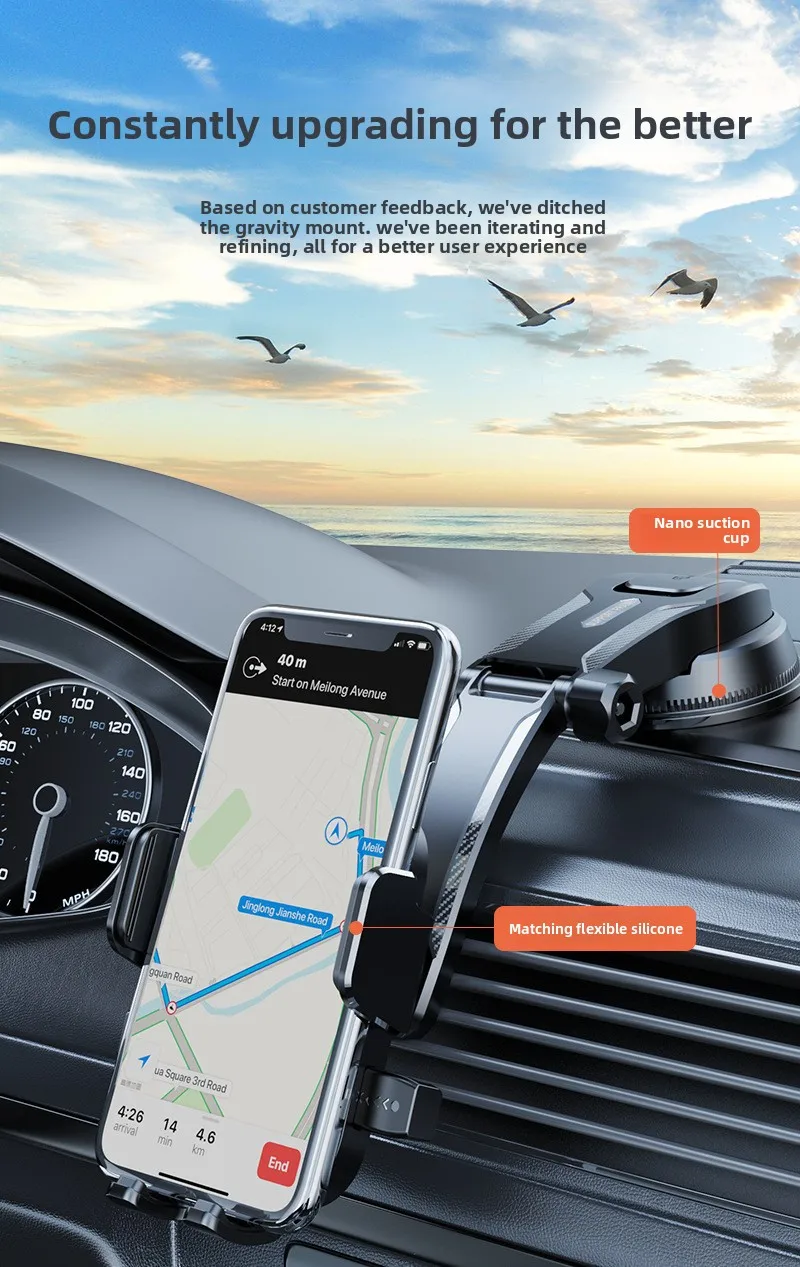 Auto-Handyhalterung mit Klebe-Saugnapf, faltbar, drehbar und hitzebeständig für die Mittelkonsole des Armaturenbretts – Detail 6