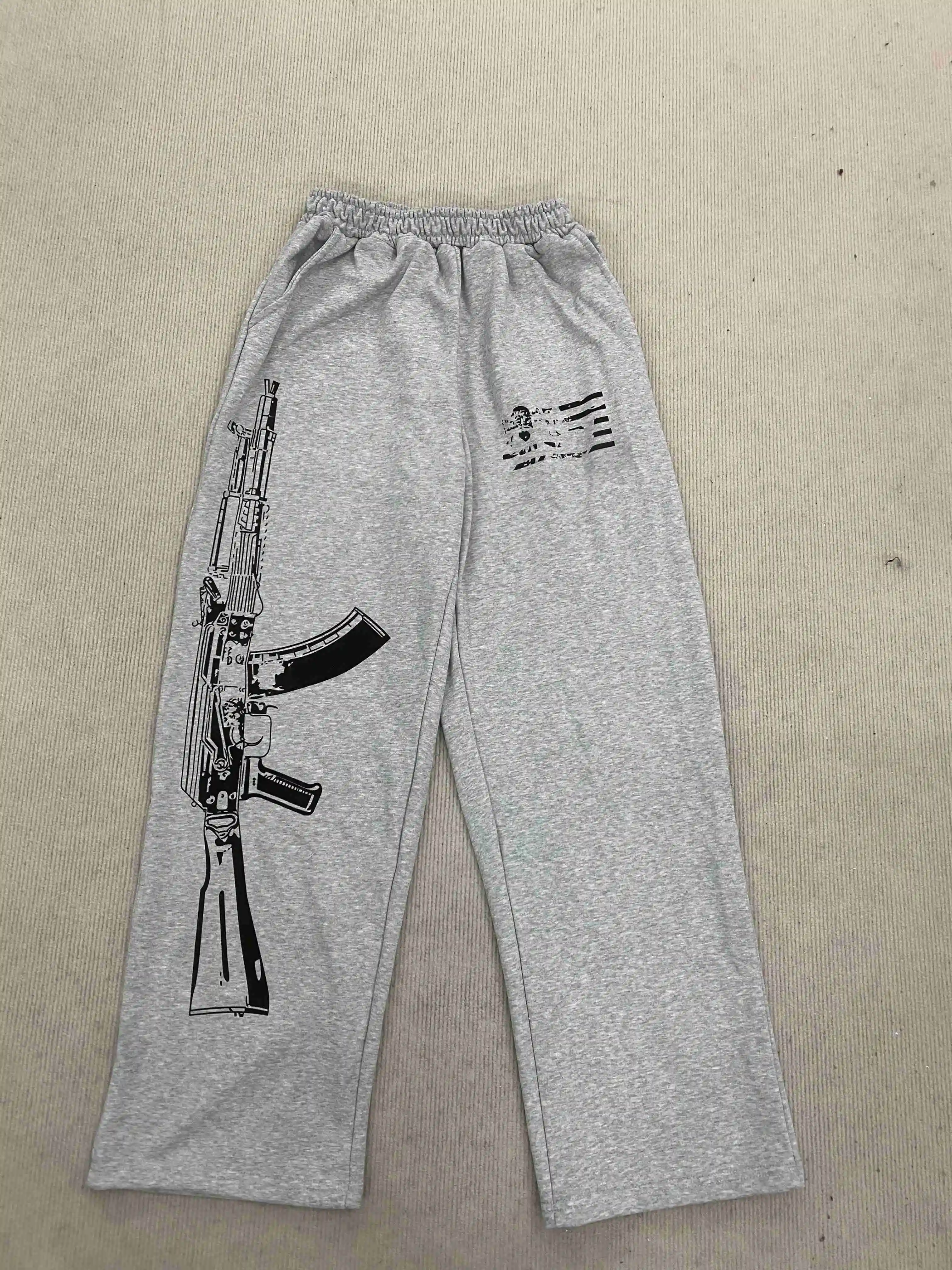 الخريف/الشتاء شارع العليا Harajuku ريترو Instagram-نمط مطبوعة تمتد مستقيم الساق موضة السراويل النسائية غير رسمية Y2K الملابس #3