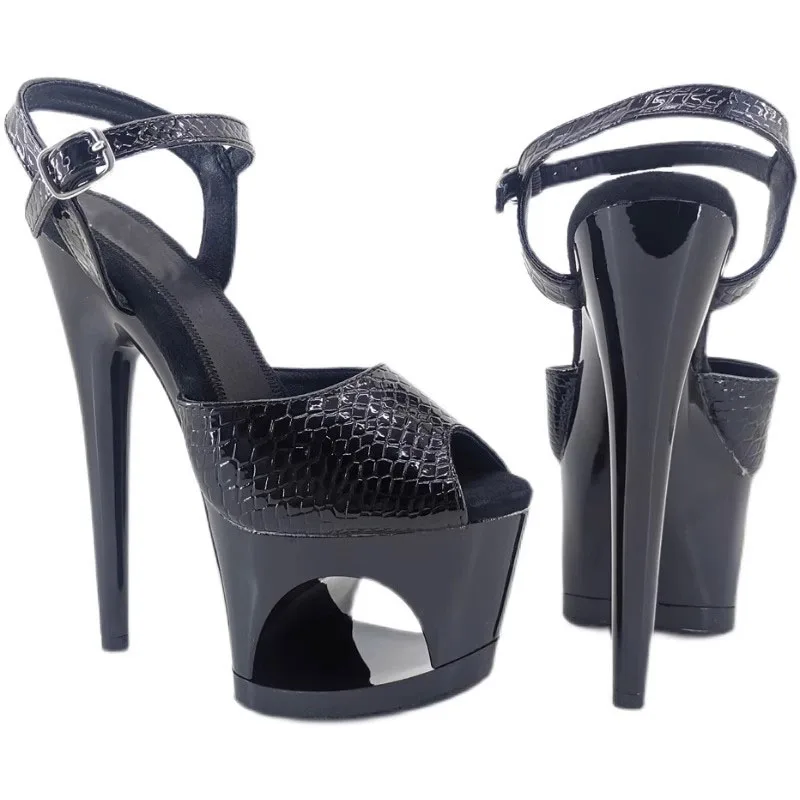 

Wome Fashion 17CM/7inches PU Upper Platform Sexy High Heels Sandals Pole Dance Shoes 035