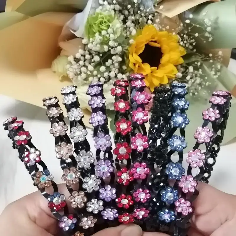 Модные жемчужные нескользящие повязки для волос со стразами, эластичные ободки-цветы для девочек, аксессуары для волос