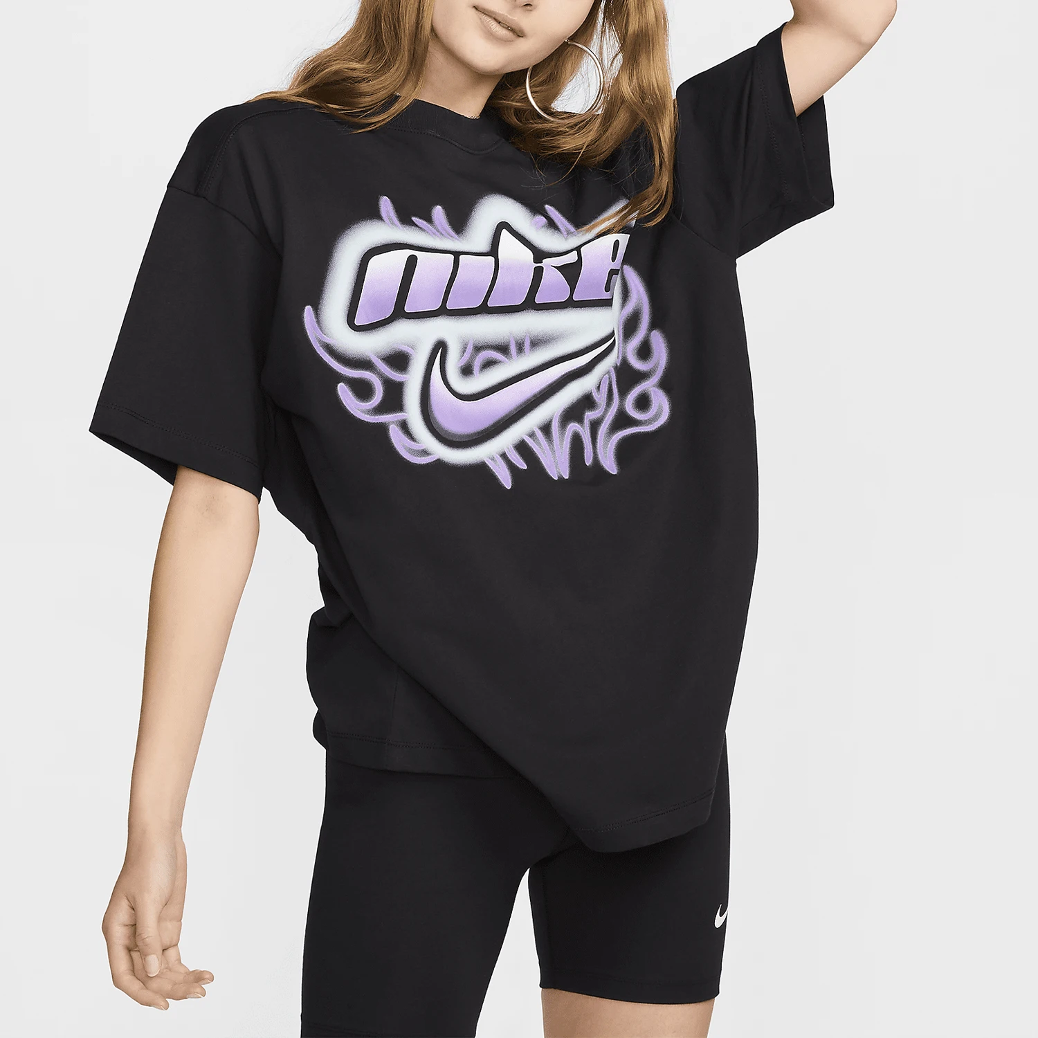Nike Official 2024 New Women's Printed Sportswear Breathable Short Sleeve FZ1147-010