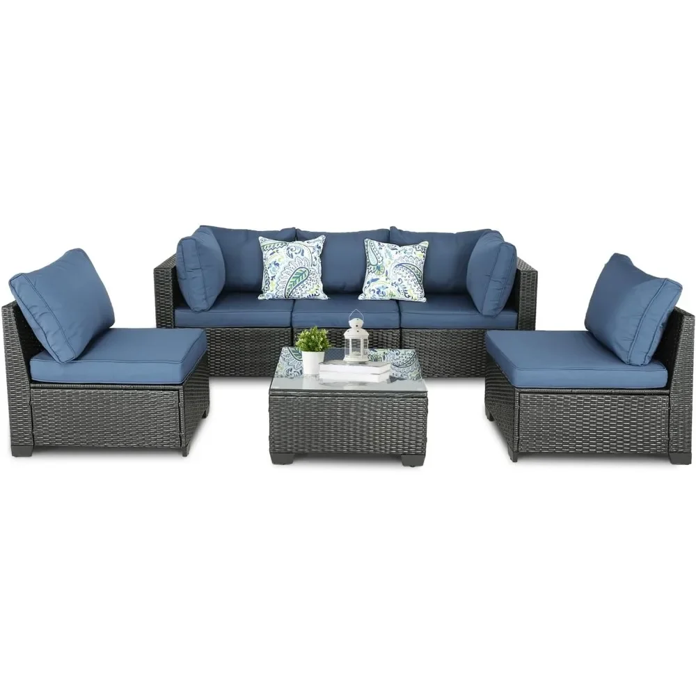 

Outdoor Patio Furniture Set Balcony Furniture PE Rattan Wicker Outdoor Sectional with Washable Cushion for Garden, Poolside