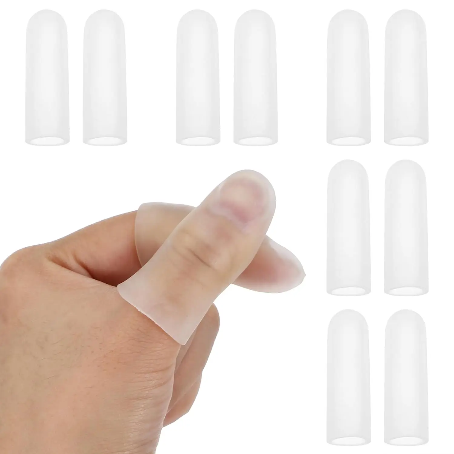 

Silicone Finger Cots for Cracked Fingers, 10 Pack Gel Finger Protectors, Reusable Fingertip Sleeves for Arthritis, Eczema, Psoriasis Relief, Clear